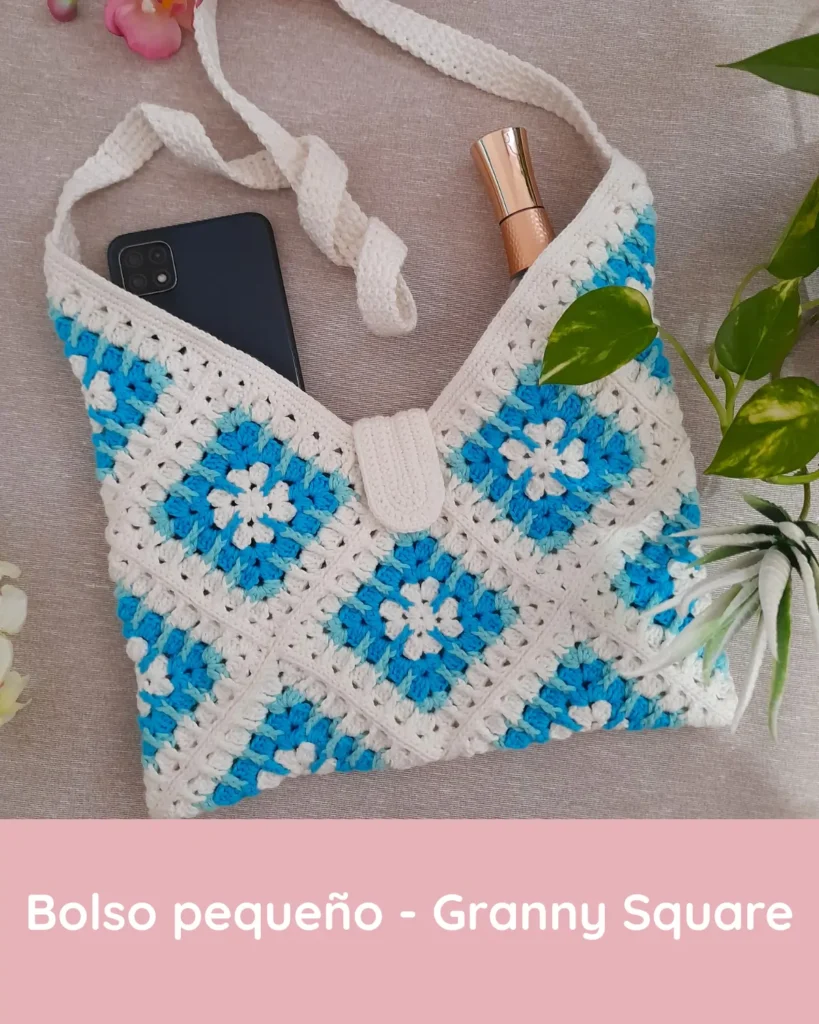 patron crochet bolso pequeño granny square w