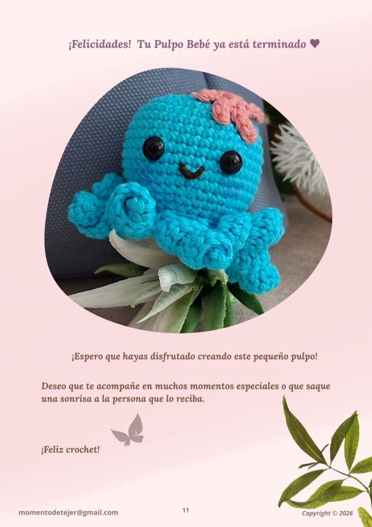 Pulpo Bebé – Patrón Gratuito de Crochet para Llavero Llavero Pulpo Bebé de crochet terminado