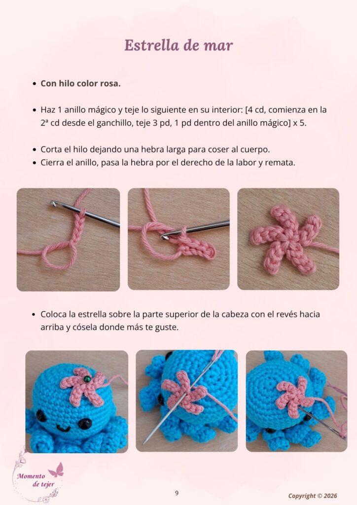 Pulpo Bebé – Patrón Gratuito de Crochet para Llavero Cómo tejer una estrella de mar decorativa para el pulpo de crochet