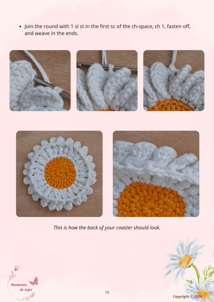 Daisy Coaster - Free Crochet Pattern daisy coaster crochet pattern 10
