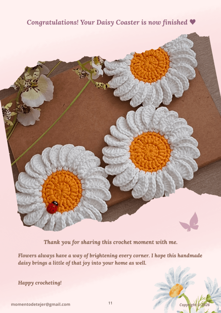 Daisy Coaster - Free Crochet Pattern daisy coaster crochet pattern 11