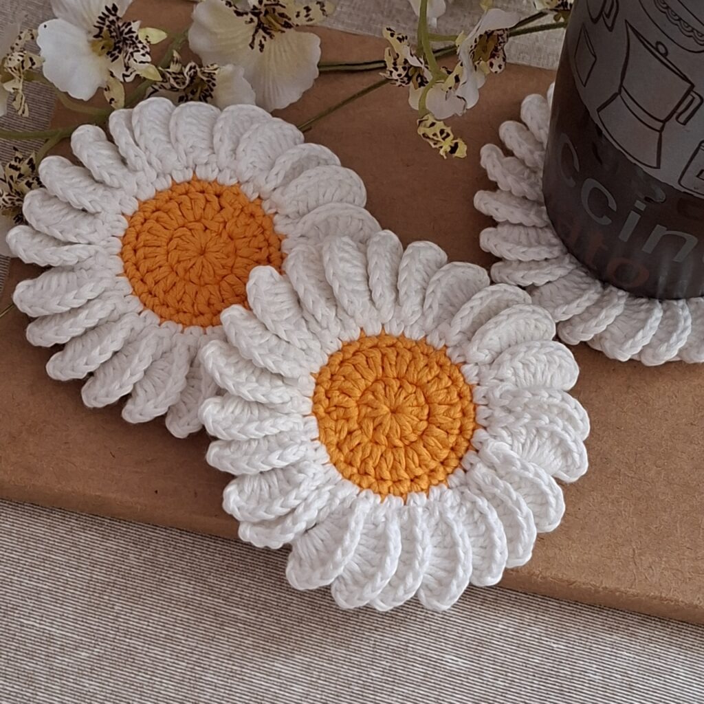posavasos margarita tejido a crochet patrón 100649