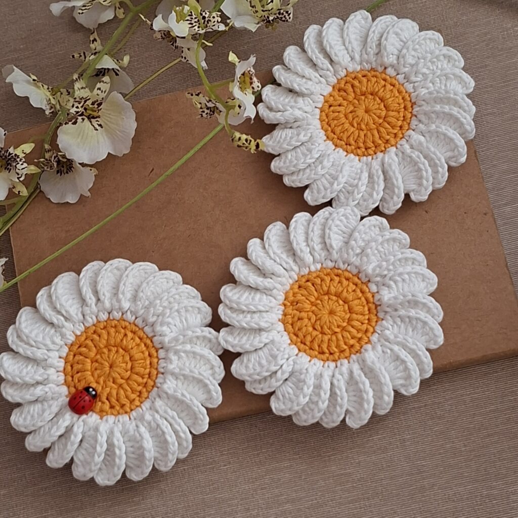 posavasos margarita tejido a crochet patrón 101423