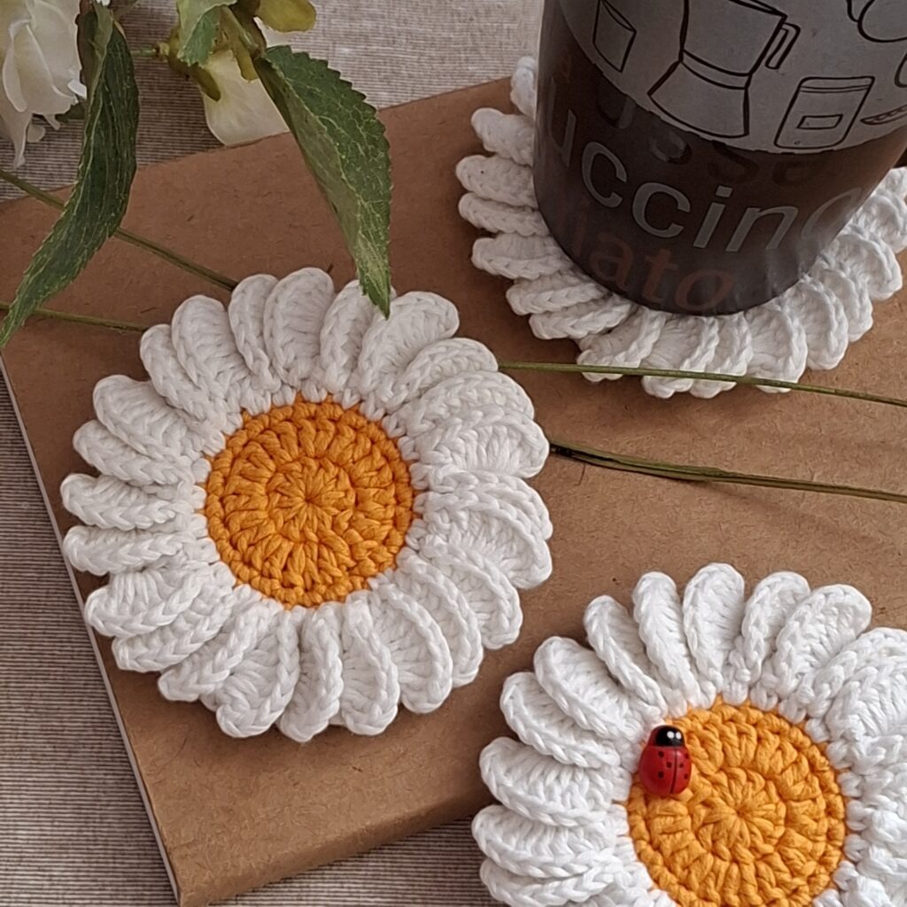 posavasos margarita tejido a crochet patrón 112627